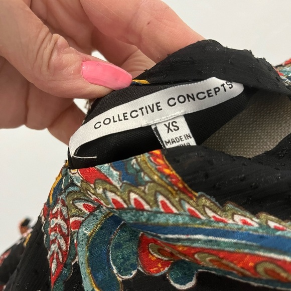 COLLECTIVE CONCEPTS Nordstrom Rack halter neck midi dress, paisley black XS - Picture 9 of 12